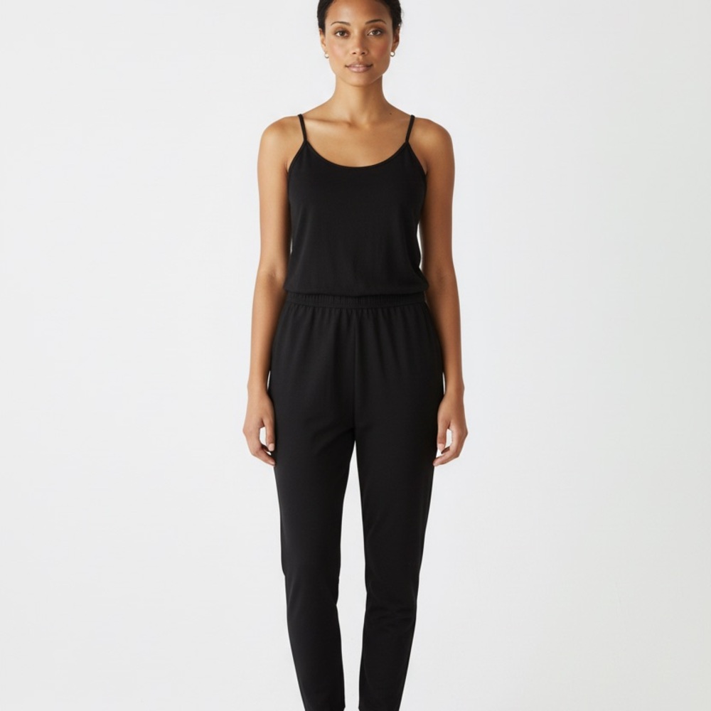 Sweaty Betty Elastic Waist Sleeveless Jogger Bodysuit Women's L Black Jumpsuit